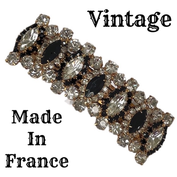 Vintage French Hair Jewelry Gold Jeweled Barrette Made in France High Quality main image 14
